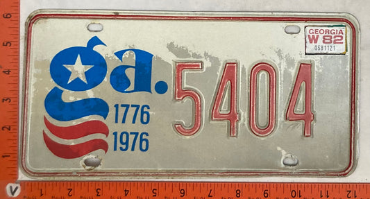 1982 Georgia #5404 Passenger License Plate