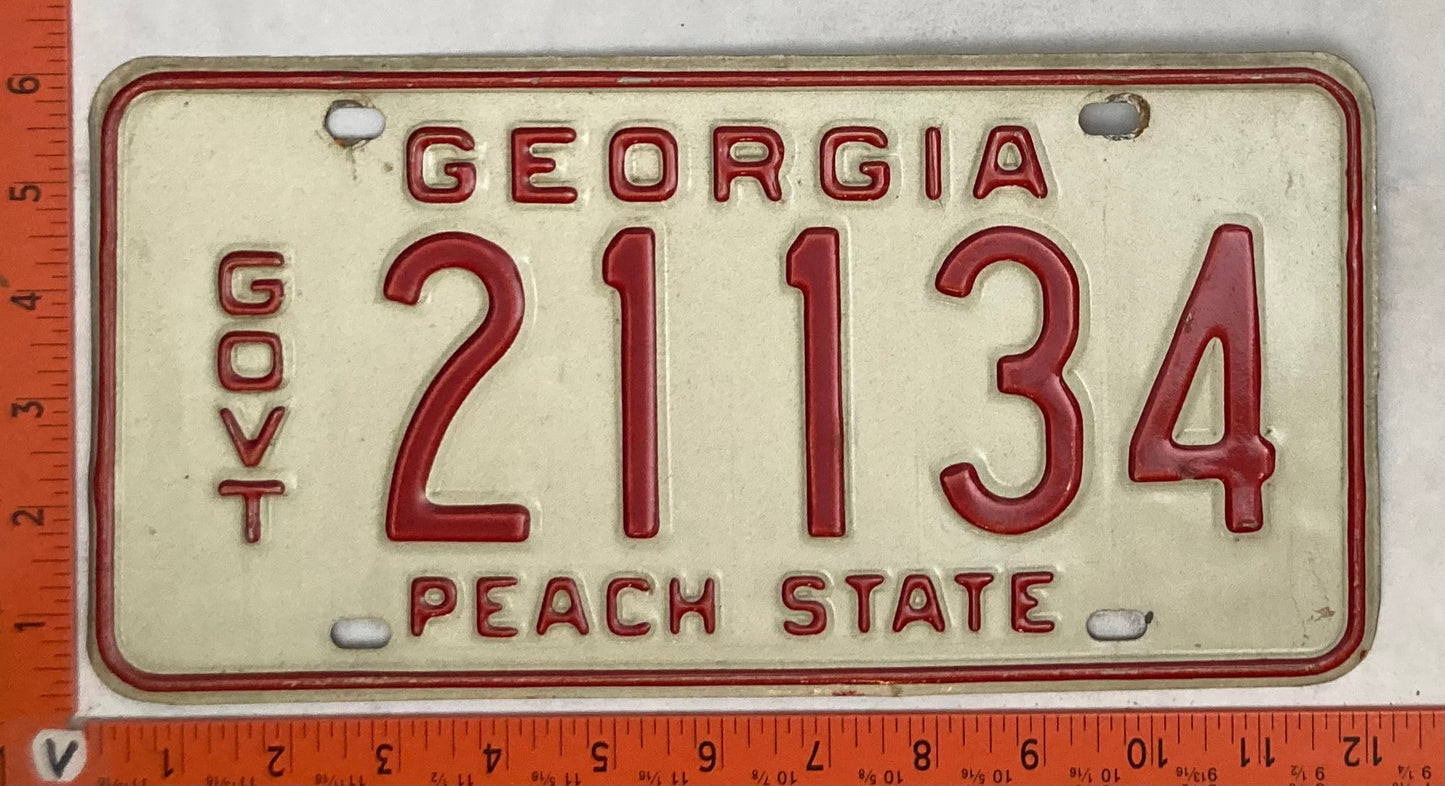 Undated Georgia #21134 Government License Plate