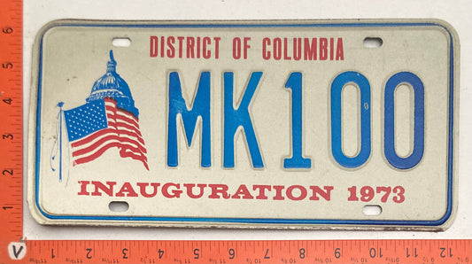 1973 Washington, DC #MK100 Presidential Inaugural Passenger VANITY License Plate