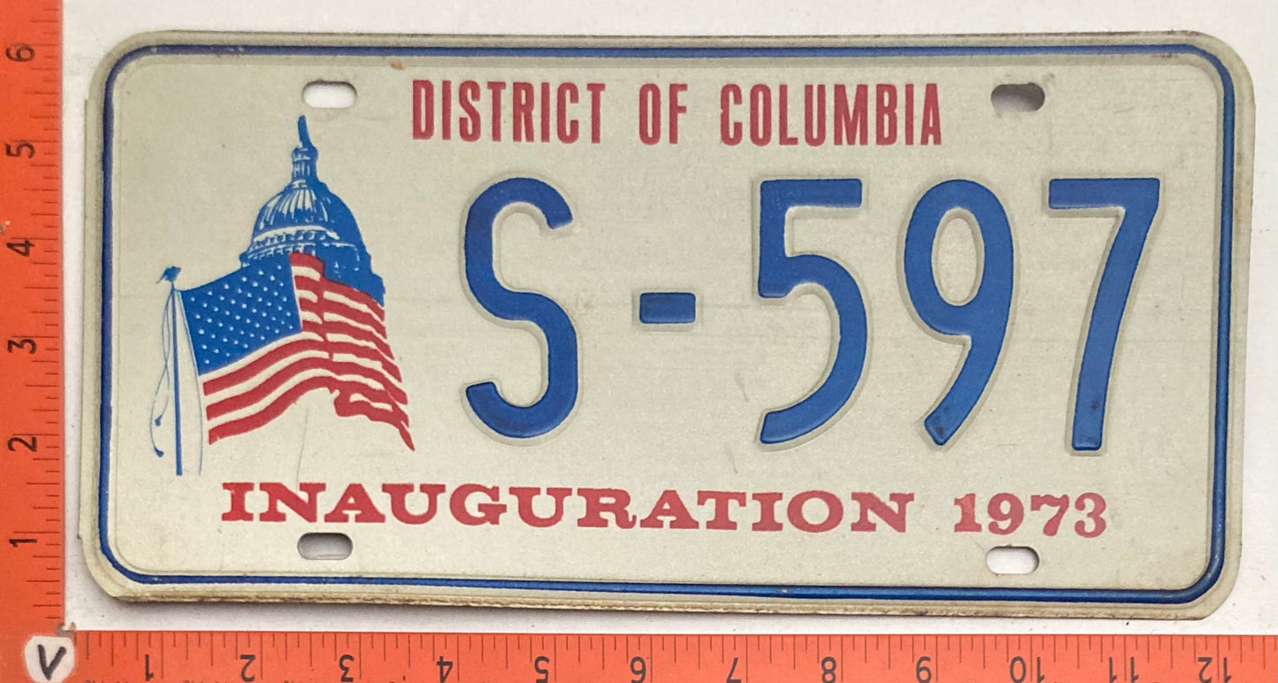 1973 Washington, DC #S-597 Presidential Inaugural License Plate