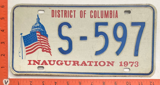 1973 Washington, DC #S-597 Presidential Inaugural License Plate