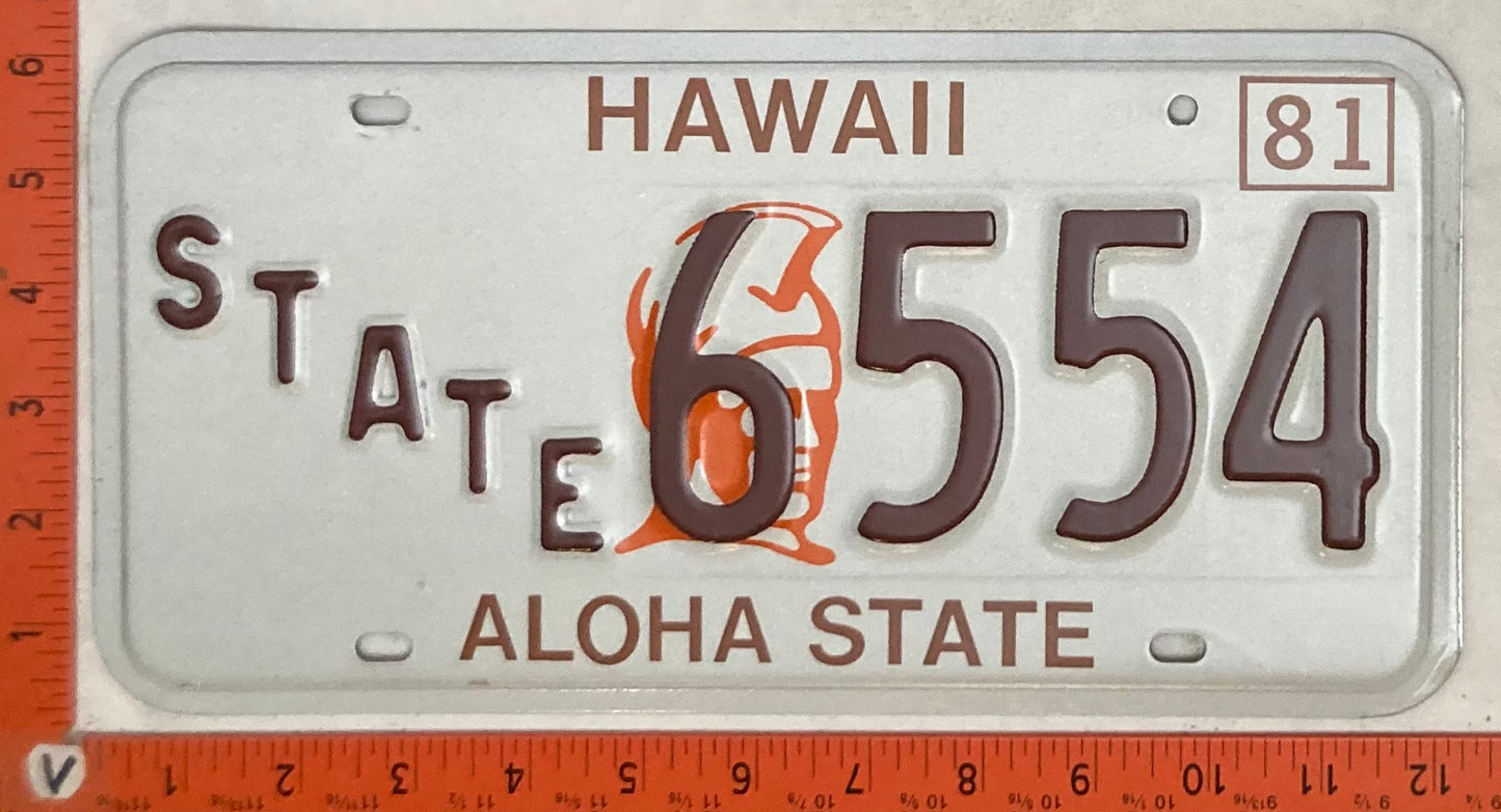 1981 Hawaii #6554 State License Plate