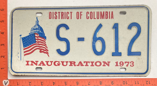 1973 Washington, DC #S-612 Presidential Inaugural License Plate