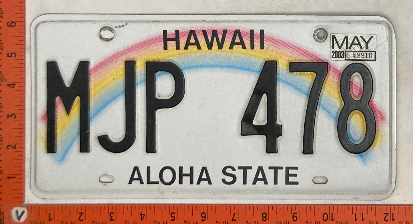 2003 Hawaii #MJP 478 Passenger License Plate