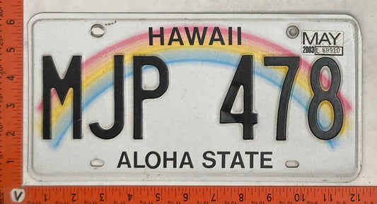 2003 Hawaii #MJP 478 Passenger License Plate