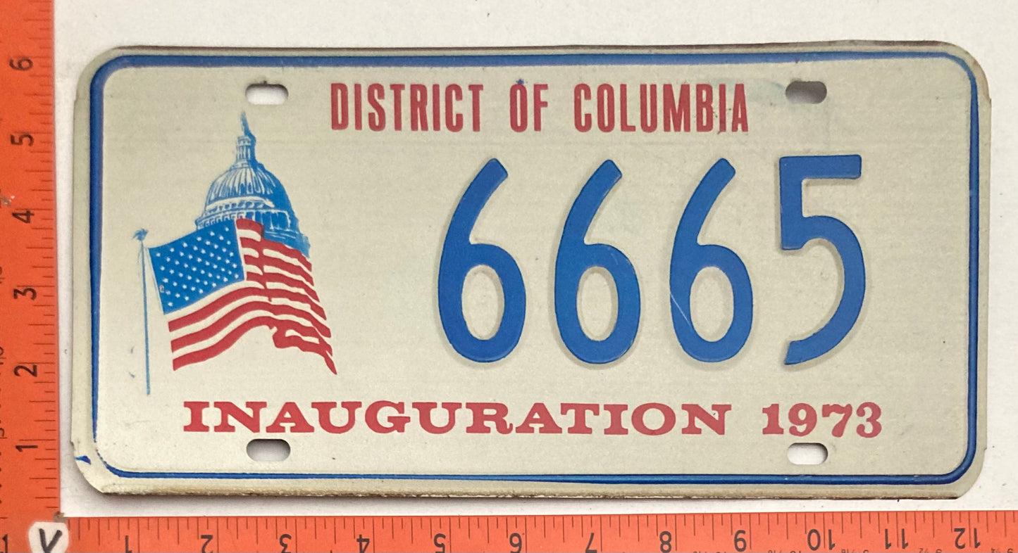 1973 Washington, DC #6665 Presidential Inaugural Passenger License Plate