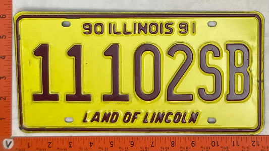 1991 Illinois #11102SB School Bus License Plate
