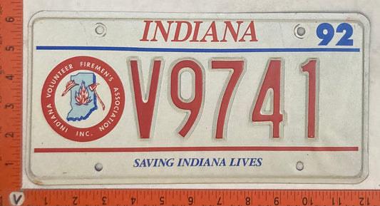 1992 Indiana #V9741 Passenger License Plate