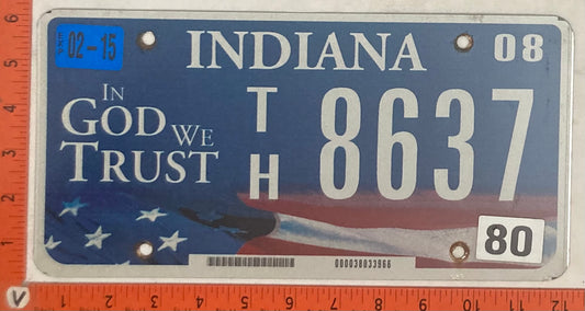 2008 Indiana #T/H 8637 Passenger License Plate