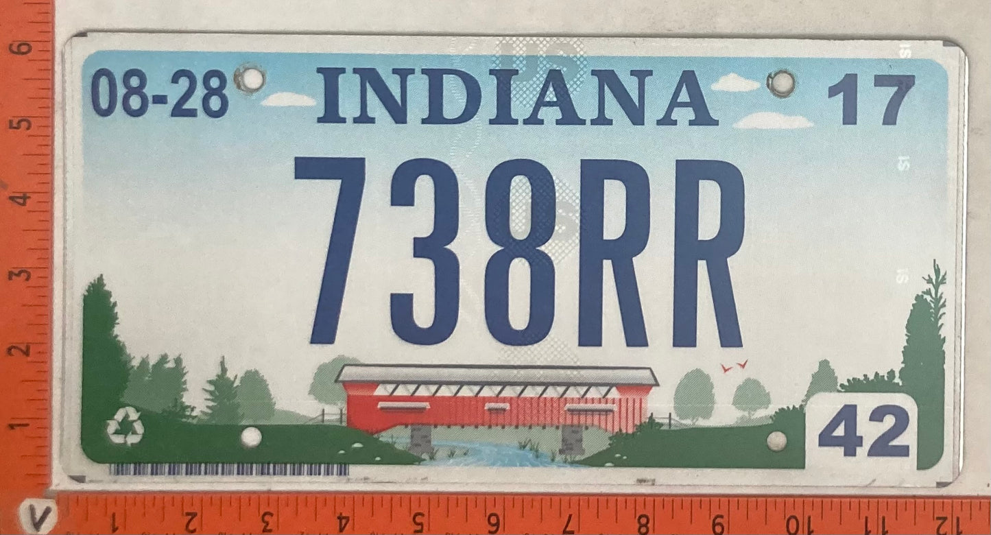 2017 Indiana #738RR Passenger License Plate