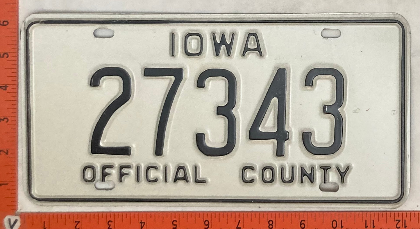 Undated Iowa #27343 Official County License Plate
