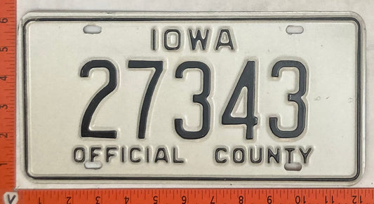 Undated Iowa #27343 Official County License Plate