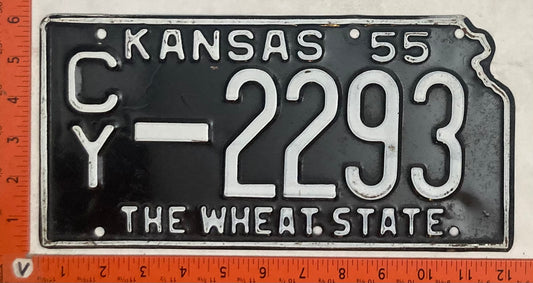 1955 Kansas #C/4 2293 Passenger License Plate