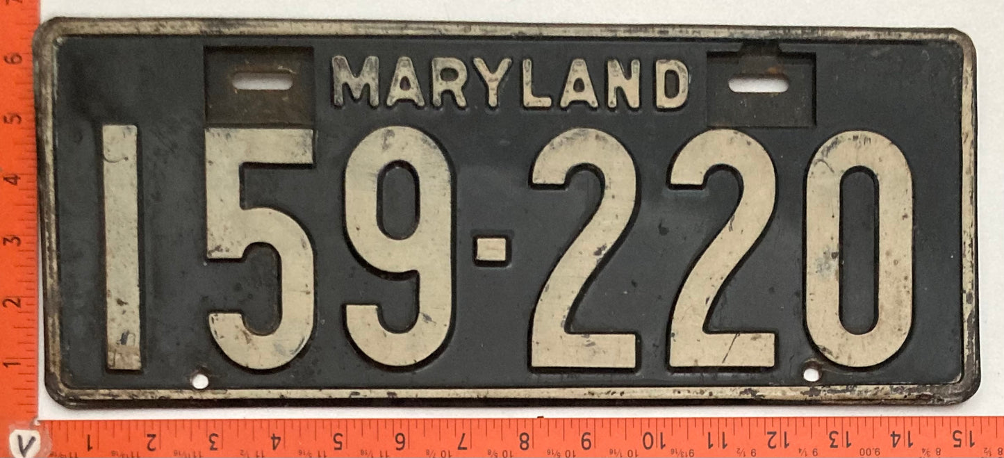 1936 Maryland #159-220 Truck License Plate with Locking Tab