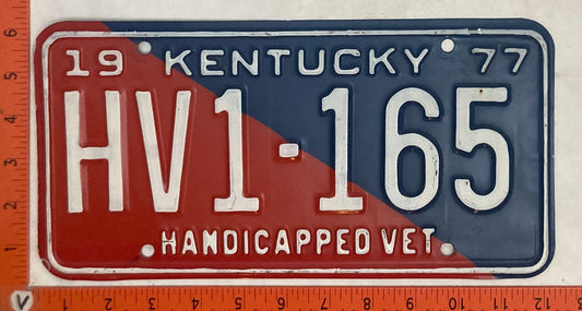 1977 Kentucky #HV1-165 Handicapped Veteran License Plate