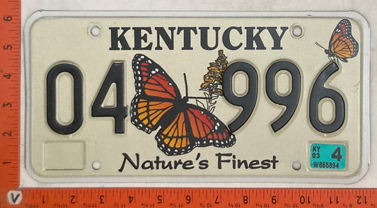 2003 Kentucky #04 996 Passenger License Plate