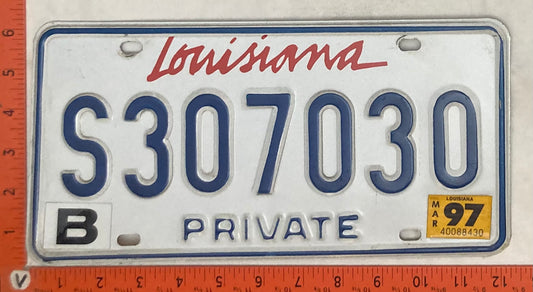 1997 Louisiana #S307030 Non-Passenger License Plate