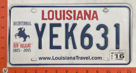2016 Louisiana #YEK 631 Passenger License Plate