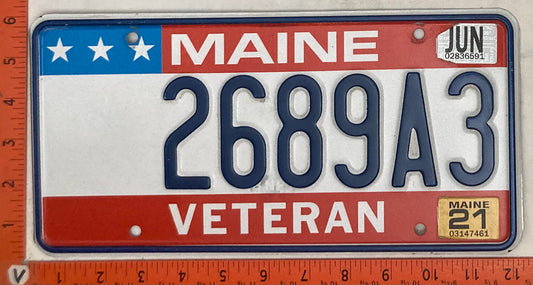 2021 Maine #2689A3 Veteran Passenger License Plate