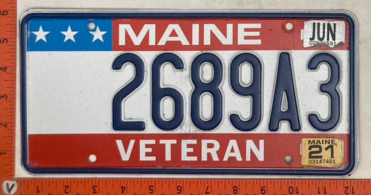 2021 Maine #2689A3 Veteran Passenger License Plate