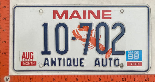 1999 Maine #10-702 Antique Auto Passenger License Plate