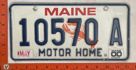 2000 Maine #10570 A Motor Home License Plate