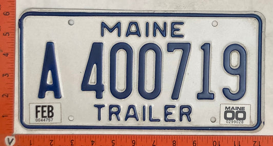 2000 Maine #A 400719 Trailer License Plate