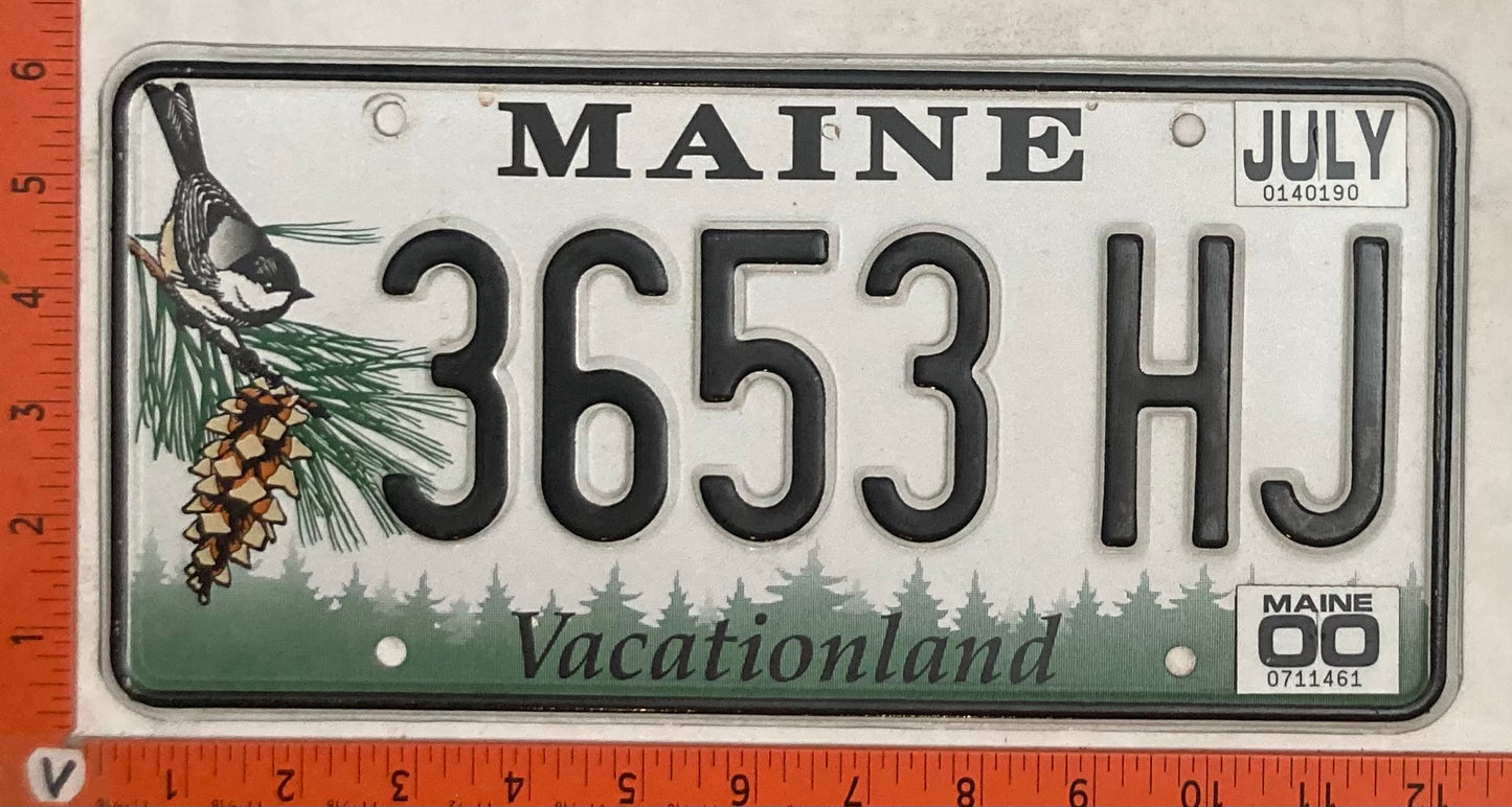 2000 Maine #3653 HJ Passenger License Plate