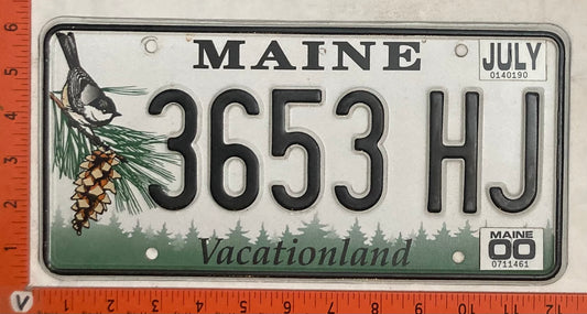 2000 Maine #3653 HJ Passenger License Plate
