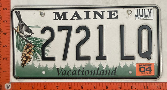 2004 Maine #2721 LQ Passenger License Plate