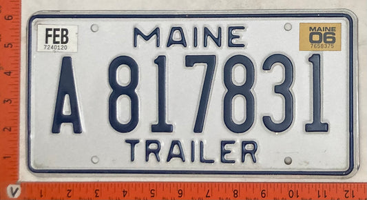 2006 Maine #A 817831 Trailer License Plate