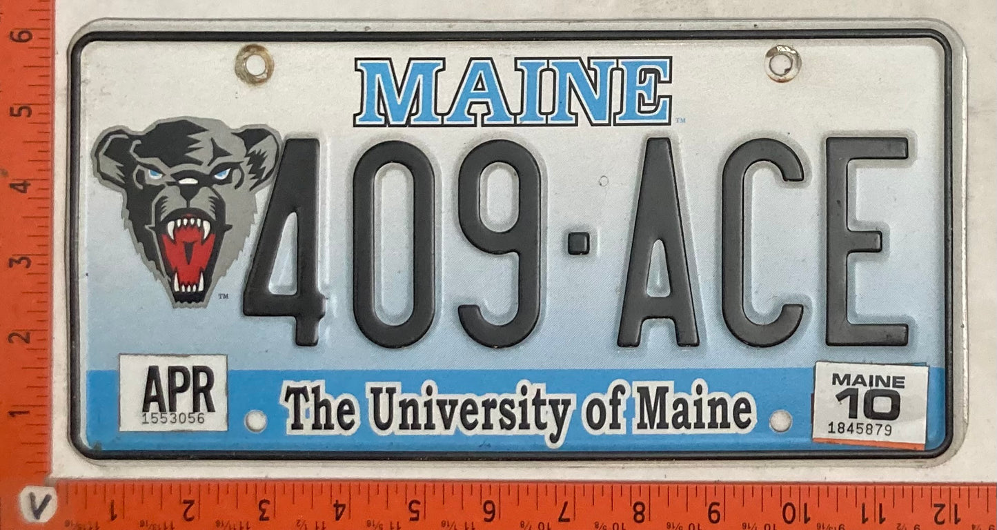 2010 Maine #409-ACE Passenger License Plate