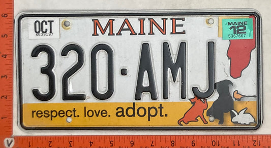 2012 Maine #320-AMJ Passenger License Plate