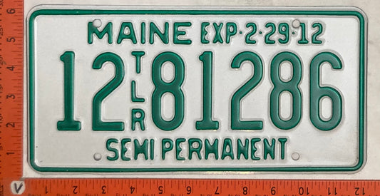 2012 Maine #12 81286 Trailer Semi-Permanent License Plate