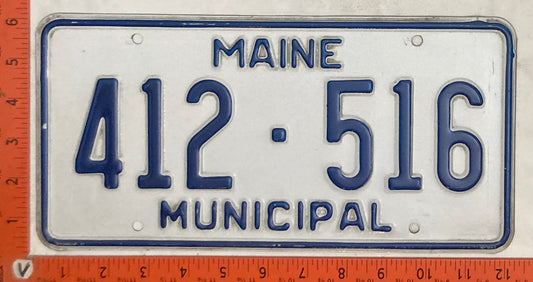 Undated Maine #412-516 Municipal License Plate