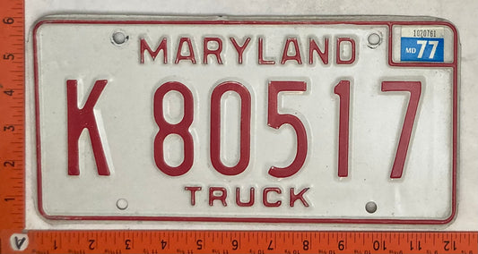 1977 Maryland #K 80517 Truck License Plate