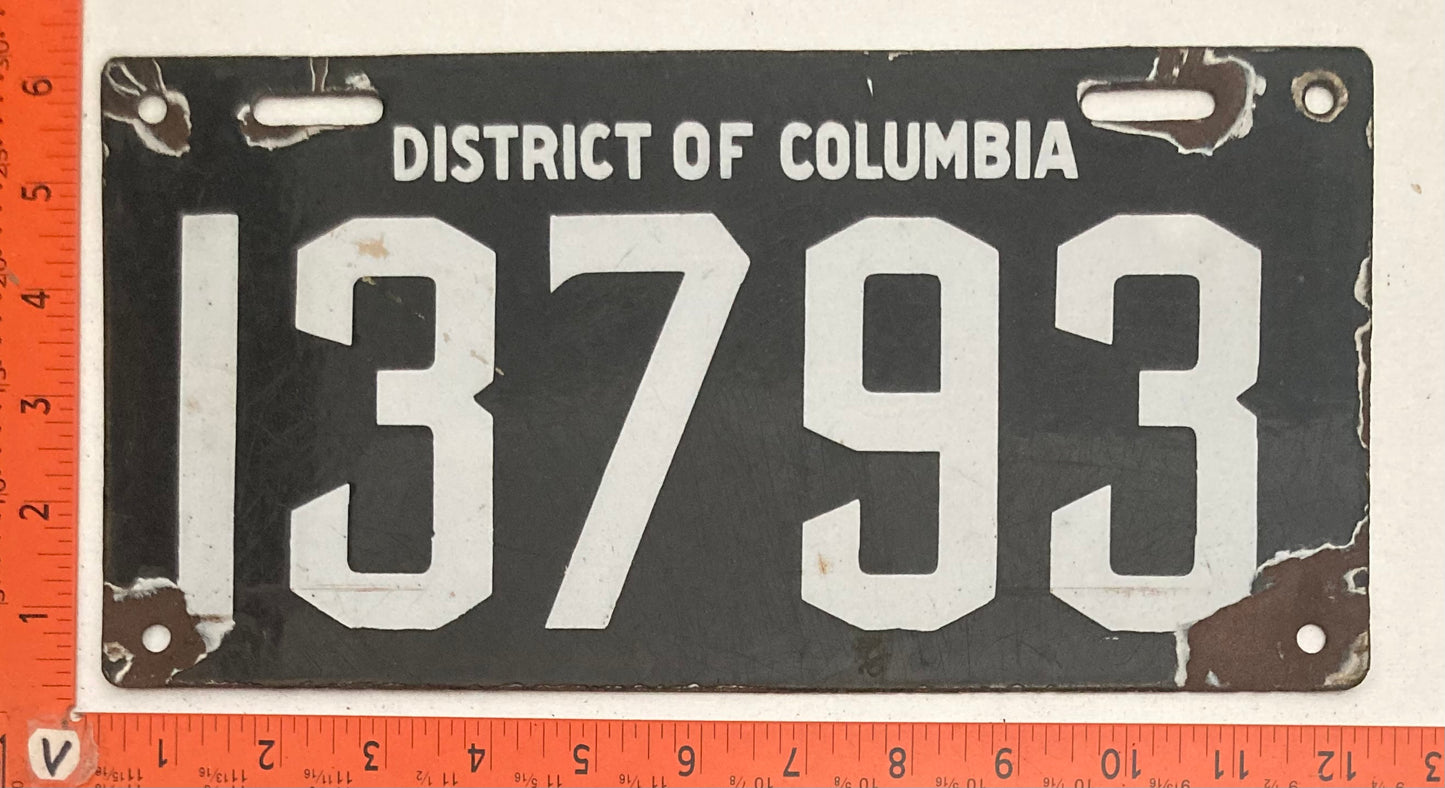 Undated Washington, DC #13793 Passenger License Plate (Porcelain)