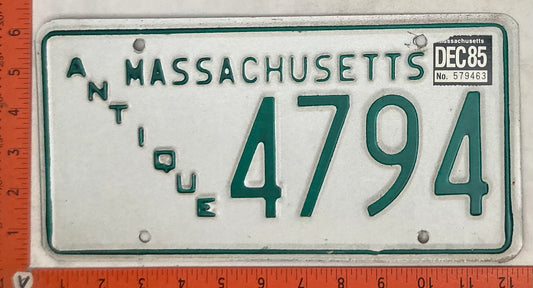 1985 Massachusetts #4794 Antique Passenger License Plate