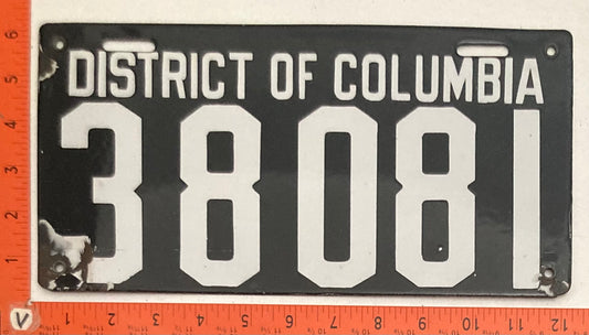 Undated Washington, DC #38081 Passenger License Plate (Porcelain)