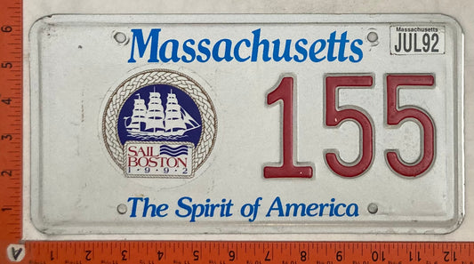1992 Massachusetts #155 Passenger License Plate