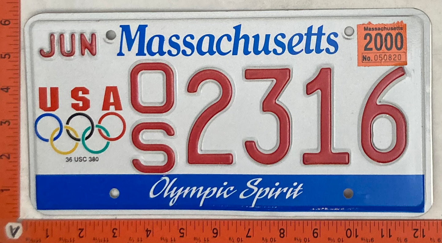 2000 Massachusetts #O/S 2316 Passenger License Plate
