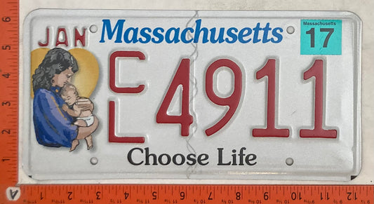 2017 Massachusetts #C/L 4911 Passenger License Plate