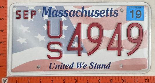2019 Massachusetts #U/S 4949 Passenger License Plate