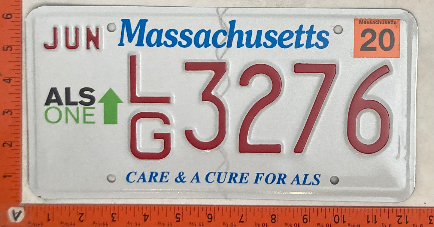 2020 Massachusetts #L/G 3276 Passenger License Plate