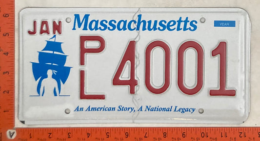 Undated Massachusetts #P/L 4001 Passenger License Plate