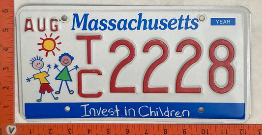 Undated Massachusetts #T/C 2228 Passenger License Plate