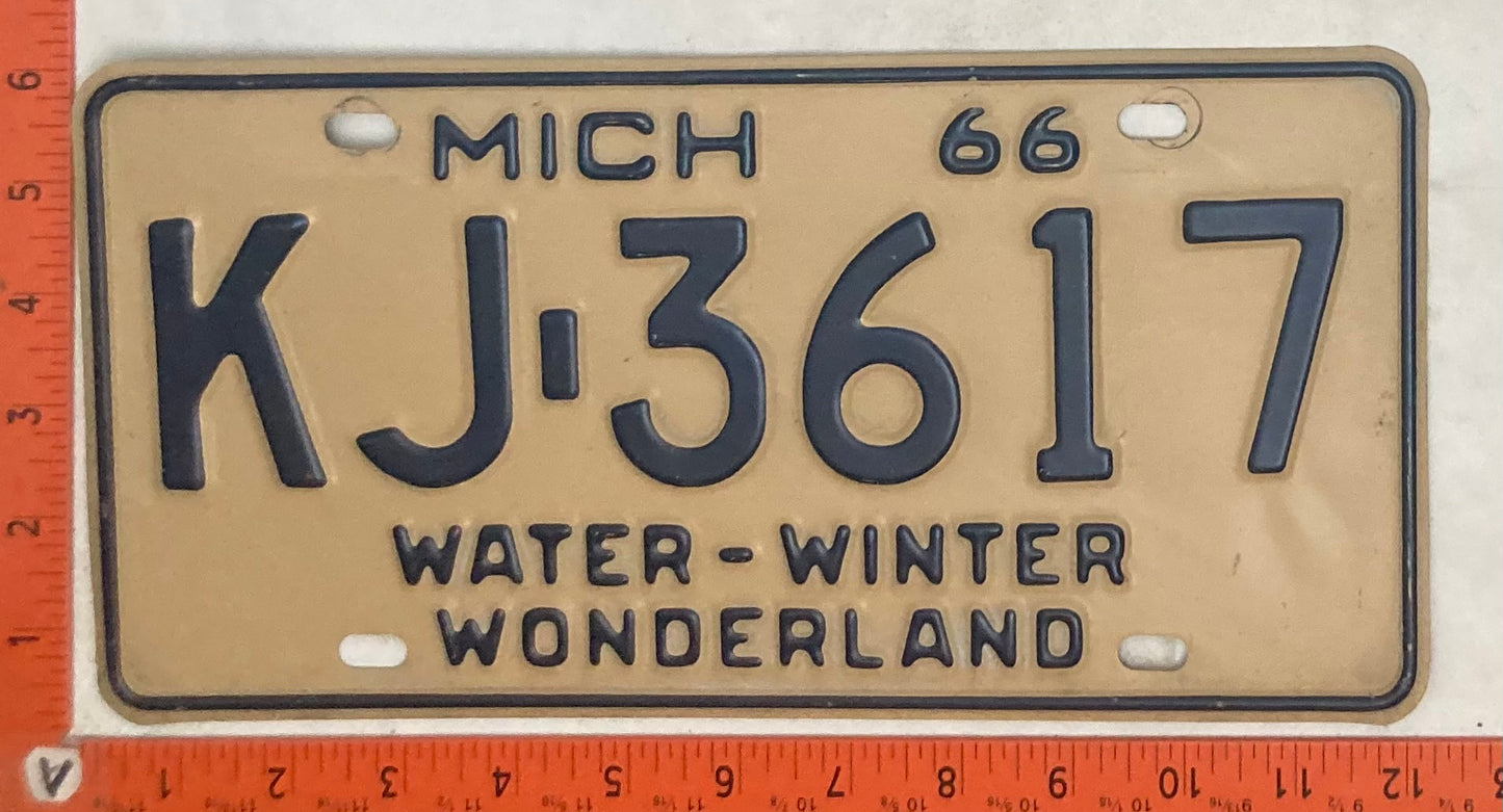 1966 Michigan #KJ 3617 Passenger License Plate