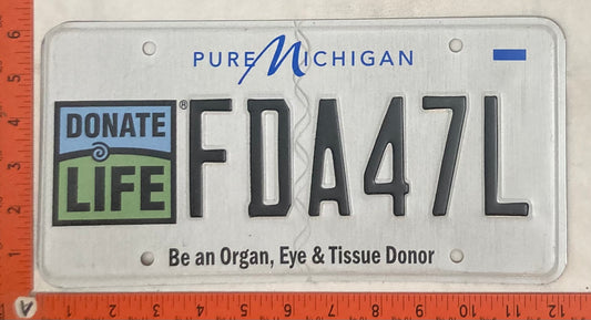 Undated Michigan #FDA47L Passenger License Plate