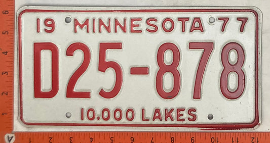 1977 Minnesota #D25-878 Dealer License Plate