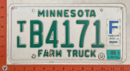 2005 Minnesota #T/L B4171 Farm Truck License Plate